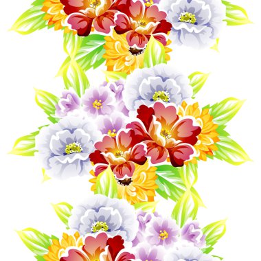 Sorunsuz vintage tarzı çiçek deseni. Renkli çiçek öğeleri