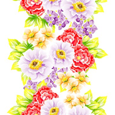 Sorunsuz vintage tarzı çiçek deseni. Renkli çiçek öğeleri