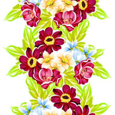 Sorunsuz vintage tarzı çiçek deseni. Renkli çiçek öğeleri