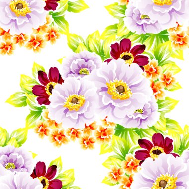 Sorunsuz vintage tarzı çiçek deseni. Renkli çiçek öğeleri