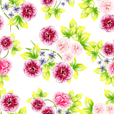 Sorunsuz vintage tarzı çiçek deseni. Renkli çiçek öğeleri