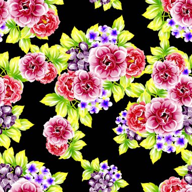 Sorunsuz vintage tarzı çiçek deseni. Renkli çiçek öğeleri