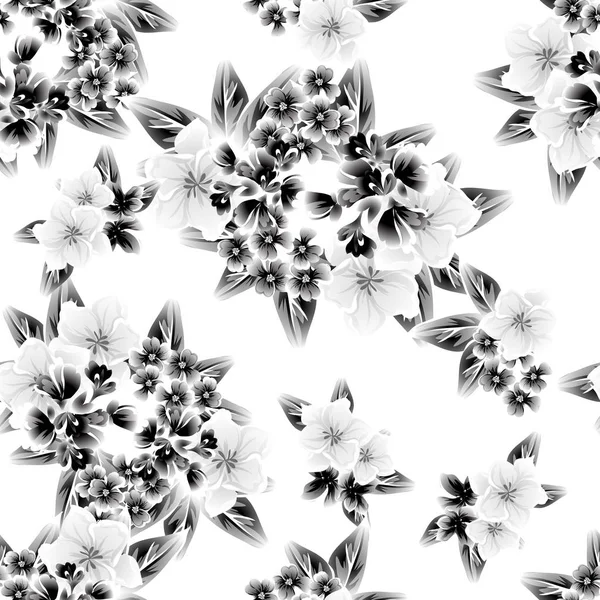 Modèle Fleur Style Vintage Sans Couture Éléments Floraux Dans Contour — Image vectorielle