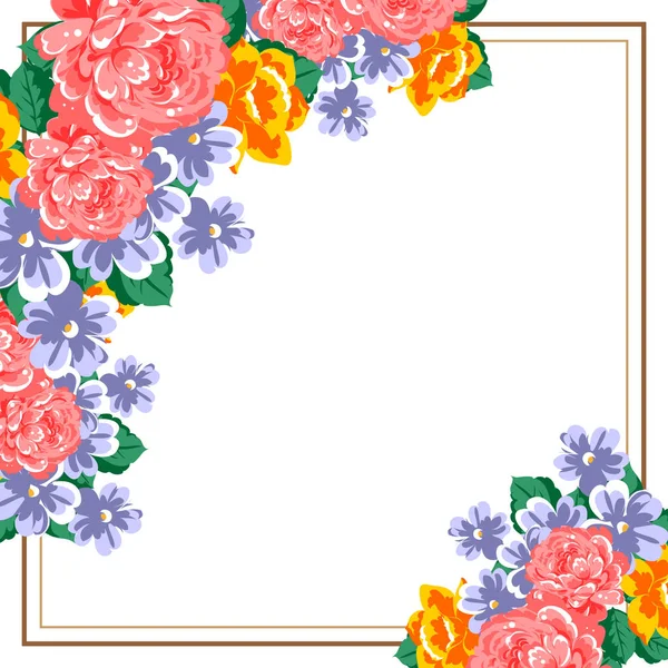 Vintage Style Ornate Flower Card Floral Elements Color — Stock Vector