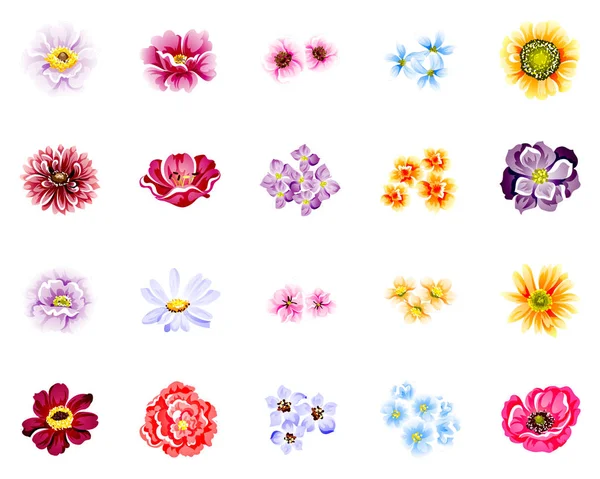 Vintage Stílusú Virág Esküvői Kártyák Készlet Virágos Elemek Színe — Stock Vector