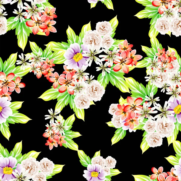 Sorunsuz vintage tarzı çiçek deseni. Renkli çiçek öğeleri