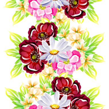 Sorunsuz vintage tarzı çiçek deseni. Renkli çiçek öğeleri