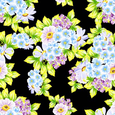 Sorunsuz vintage tarzı çiçek deseni. Renkli çiçek öğeleri