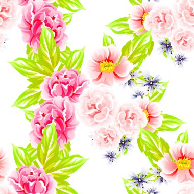 Sorunsuz vintage tarzı çiçek deseni. Renkli çiçek öğeleri