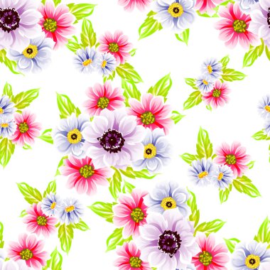 Sorunsuz vintage tarzı çiçek deseni. Renkli çiçek öğeleri