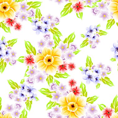 Sorunsuz vintage tarzı çiçek deseni. Renkli çiçek öğeleri