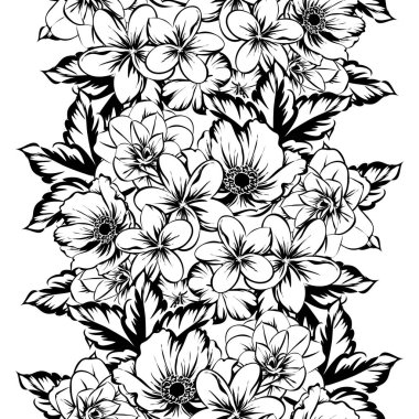 Sorunsuz vintage tarzı çiçek deseni. Kontur çiçek öğeleri
