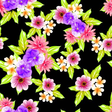 Sorunsuz vintage tarzı çiçek deseni. Renkli çiçek öğeleri