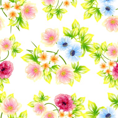 Sorunsuz vintage tarzı çiçek deseni. Renkli çiçek öğeleri