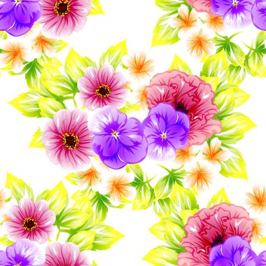 Sorunsuz vintage tarzı çiçek deseni. Renkli çiçek öğeleri