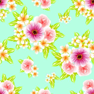 Sorunsuz vintage tarzı çiçek deseni. Renkli çiçek öğeleri