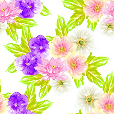 Sorunsuz vintage tarzı çiçek deseni. Renkli çiçek öğeleri