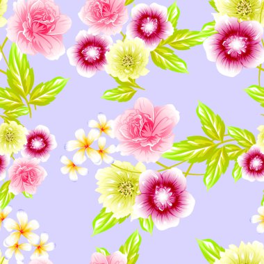 Sorunsuz vintage tarzı çiçek deseni. Renkli çiçek öğeleri