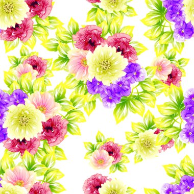 Sorunsuz vintage tarzı çiçek deseni. Renkli çiçek öğeleri