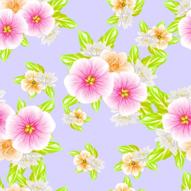 Sorunsuz vintage tarzı çiçek deseni. Renkli çiçek öğeleri