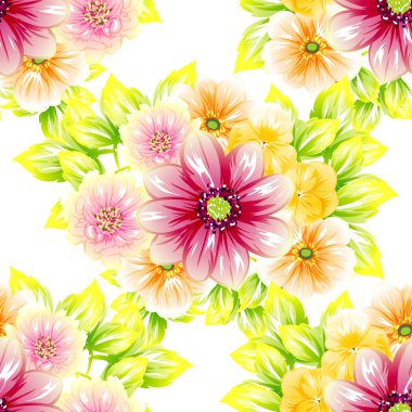 Sorunsuz vintage tarzı çiçek deseni. Renkli çiçek öğeleri