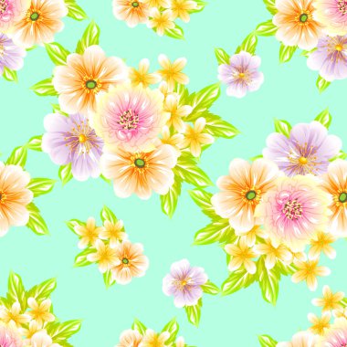 Sorunsuz vintage tarzı çiçek deseni. Renkli çiçek öğeleri