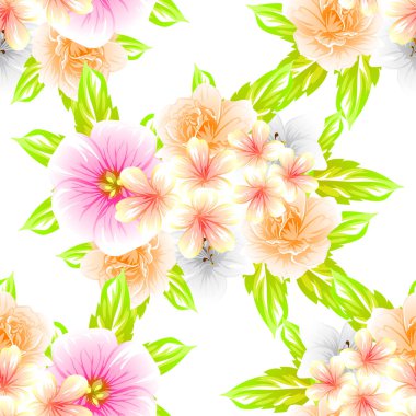 Sorunsuz vintage tarzı çiçek deseni. Renkli çiçek öğeleri