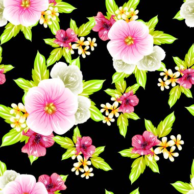 Sorunsuz vintage tarzı çiçek deseni. Renkli çiçek öğeleri