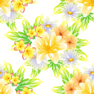 Sorunsuz vintage tarzı çiçek deseni. Renkli çiçek öğeleri