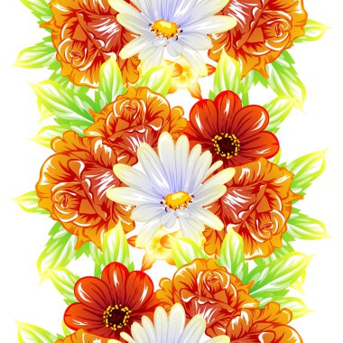 Sorunsuz vintage tarzı çiçek deseni. Renkli çiçek öğeleri