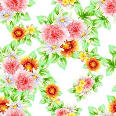 Sorunsuz vintage tarzı çiçek deseni. Renkli çiçek öğeleri