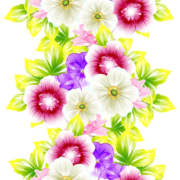 Απρόσκοπτη Στυλ Vintage Λουλούδι Μοτίβο Floral Στοιχεία Χρώμα — Διανυσματικό Αρχείο