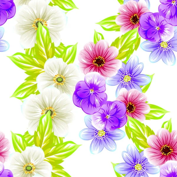 Sorunsuz vintage tarzı çiçek deseni. Renkli çiçek öğeleri