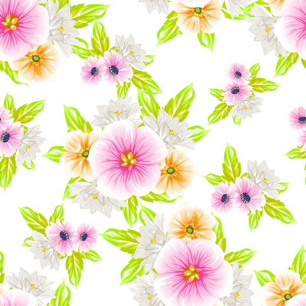 Naadloze Vintage Stijl Bloemenpatroon Floral Elementen Kleur — Stockvector