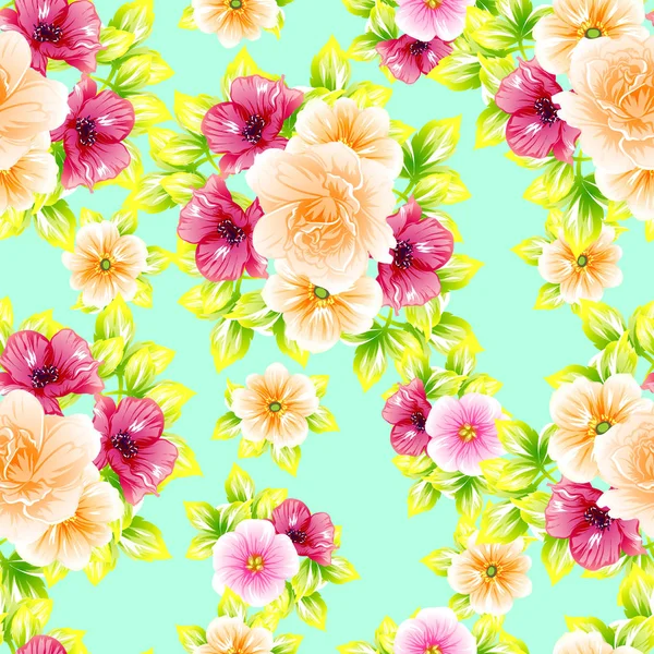 Naadloze Vintage Stijl Bloemenpatroon Floral Elementen Kleur — Stockvector