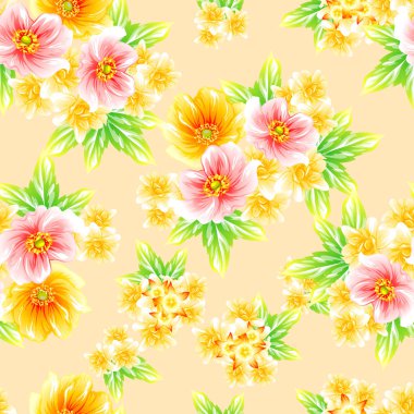 Sorunsuz vintage tarzı çiçek deseni. Renkli çiçek öğeleri