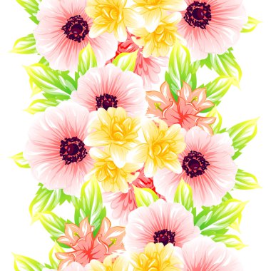 Sorunsuz vintage tarzı çiçek deseni. Renkli çiçek öğeleri