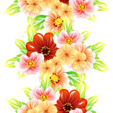 Sorunsuz vintage tarzı çiçek deseni. Renkli çiçek öğeleri