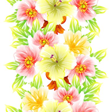 Sorunsuz vintage tarzı çiçek deseni. Renkli çiçek öğeleri