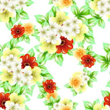 Sorunsuz vintage tarzı çiçek deseni. Renkli çiçek öğeleri