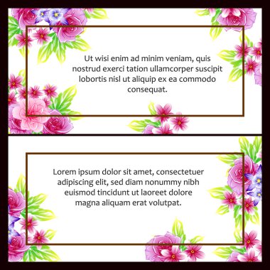 Klasik çiçek düğün kartları seti. Çiçek renginde elementler