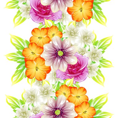 Sorunsuz vintage tarzı çiçek deseni. Renkli çiçek öğeleri