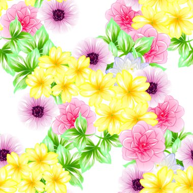 Sorunsuz vintage tarzı çiçek deseni. Renkli çiçek öğeleri