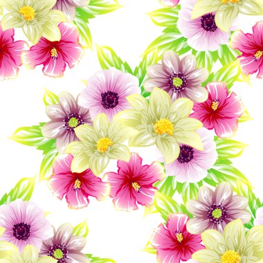 Sorunsuz vintage tarzı çiçek deseni. Renkli çiçek öğeleri