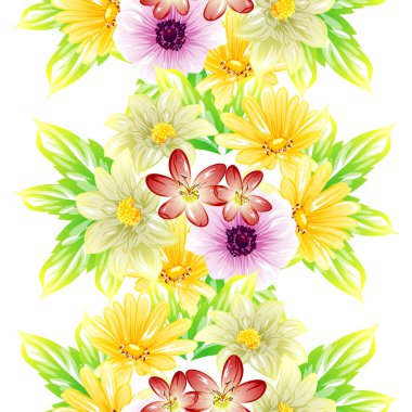 Sorunsuz vintage tarzı çiçek deseni. Renkli çiçek öğeleri