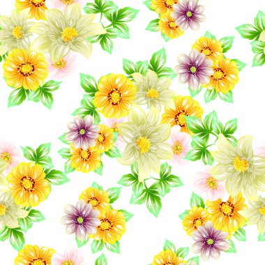 Sorunsuz vintage tarzı çiçek deseni. Renkli çiçek öğeleri