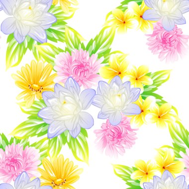 Sorunsuz vintage tarzı çiçek deseni. Renkli çiçek öğeleri