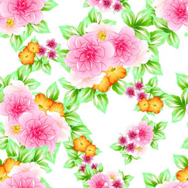 Sorunsuz vintage tarzı çiçek deseni. Renkli çiçek öğeleri