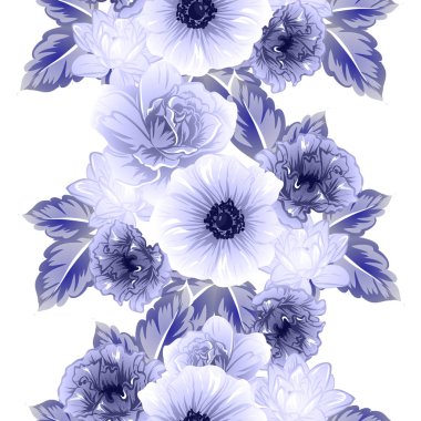 Sorunsuz vintage tarzı çiçek deseni. Kontur çiçek öğeleri