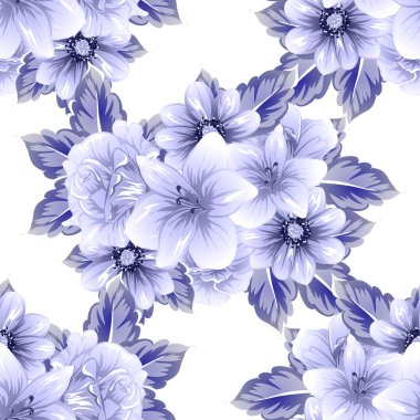 Sorunsuz vintage tarzı çiçek deseni. Kontur çiçek öğeleri